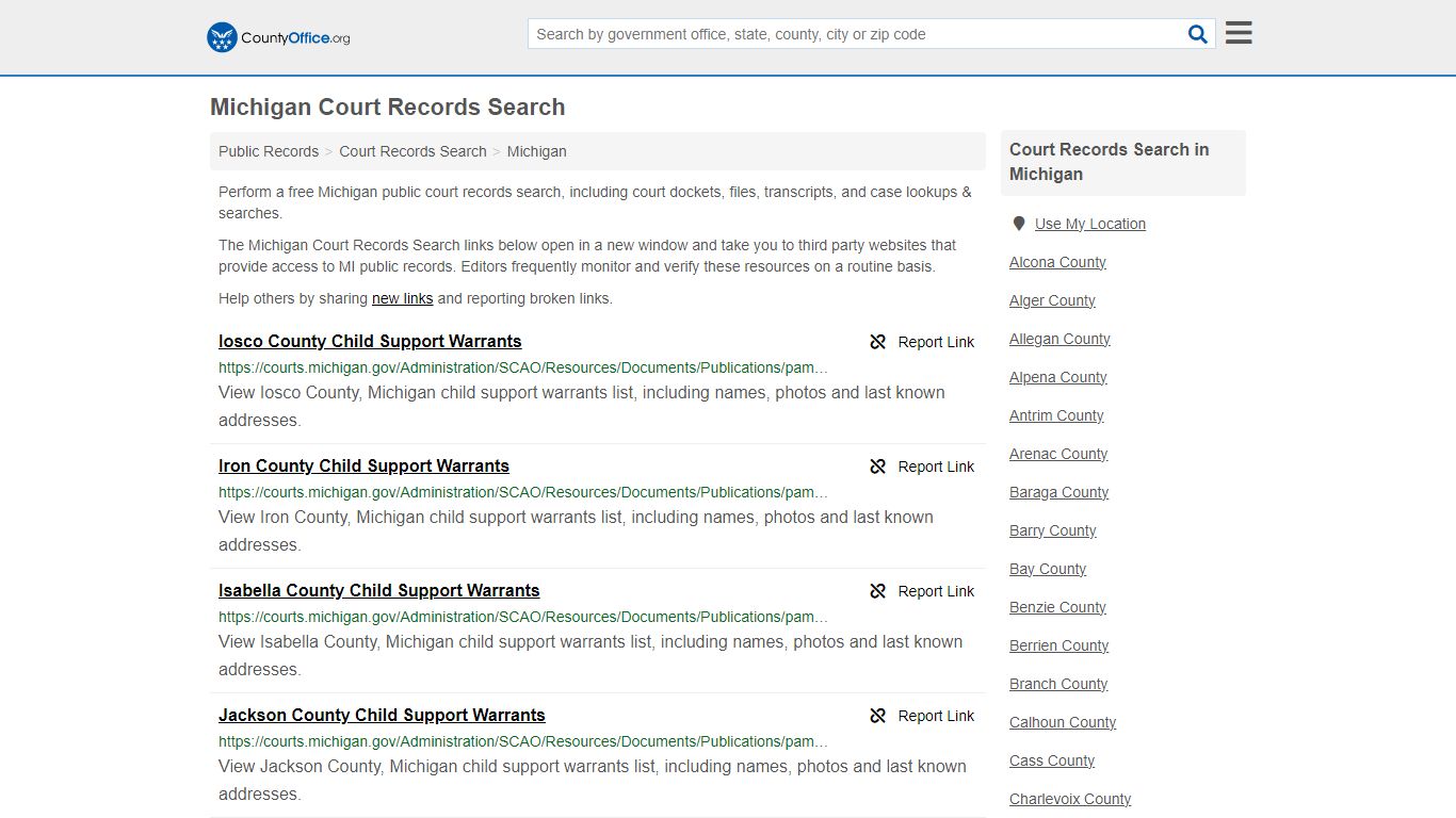 Michigan Court Records Search - County Office